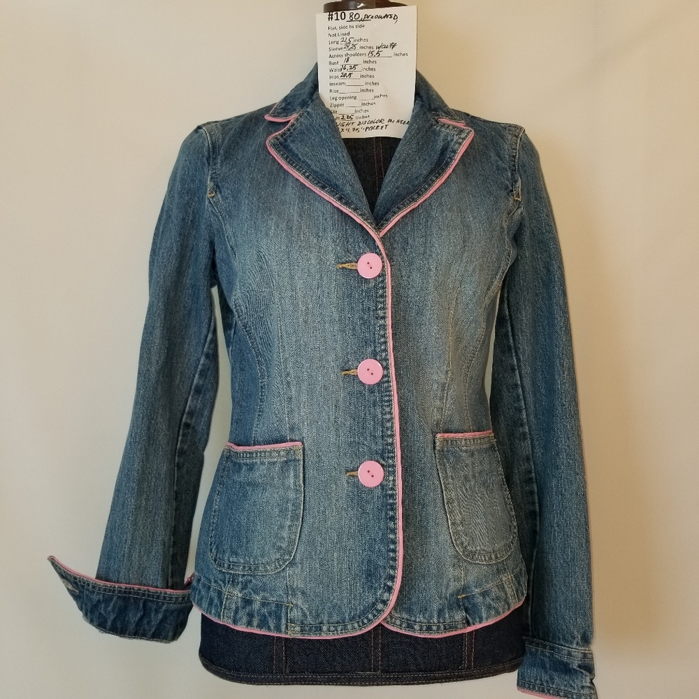 1080 Crazy Horse Liz Claiborne Jean Jacket S Pinks